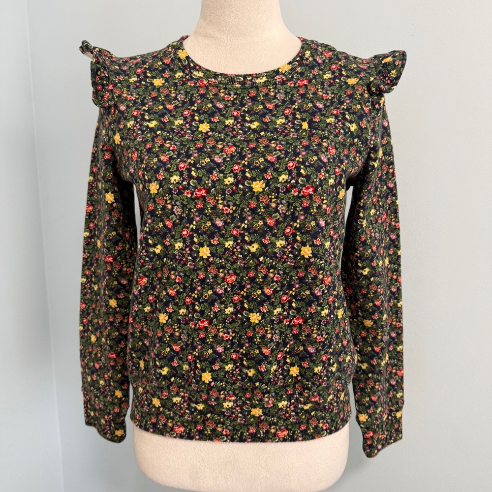 Polo Ralph Lauren Girls Floral‎ Ruffled Sweatshirt Size XL(16)